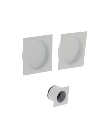 Maneta cazoleta blanca empotrada cuadrada, para puerta corredera, con tirador - diseño