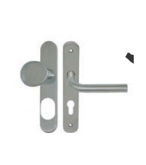 Tirador-botón sobre placa larga - Inox 304 seguro cilindro A2P