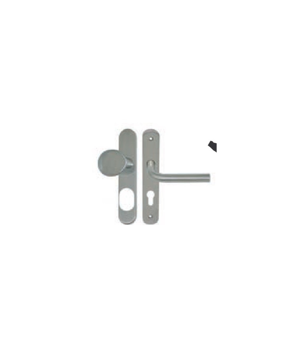 Tirador-botón sobre placa larga - Inox 304 seguro cilindro A2P