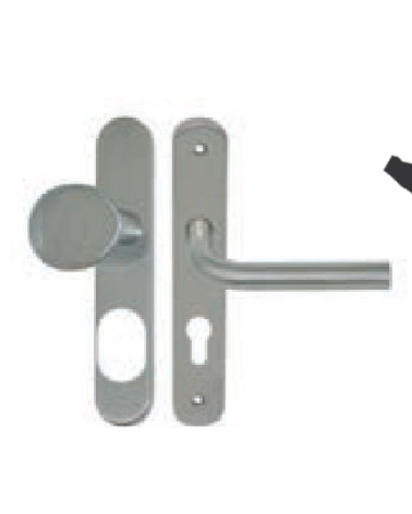 Tirador-botón sobre placa larga - Inox 304 seguro cilindro A2P