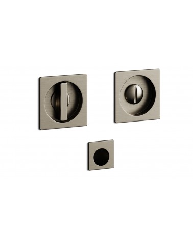 Tirador de puerta níquel satinado empotrado con cerradura, para puerta corredera, MANDELLI 1108TN/S - tirador de diseño