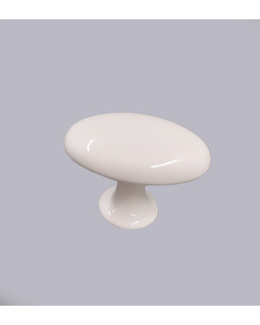 Tirador de mueble blanco NAPOLI asa de diseño vista inclinada sobre fondo gris claro