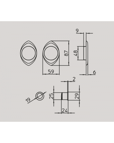 Tirador para puerta corredera MANDELLI 368T con dimensiones