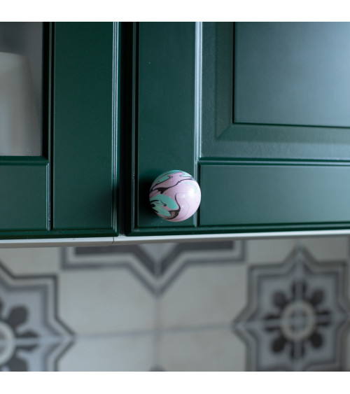 Botón de mueble de madera de haya Funky Negro Ebru