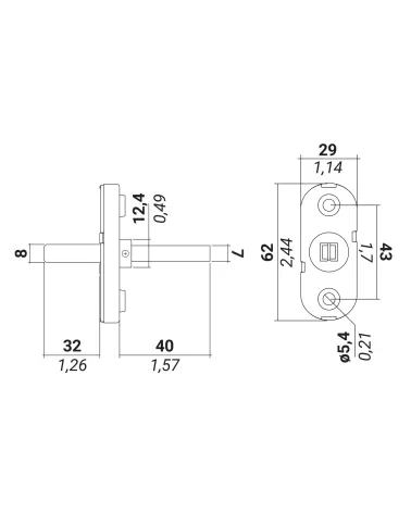 dibujo técnico del adaptador DK para ventana