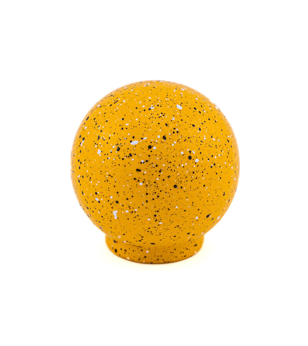 Pomo de mueble en madera de haya amarillo negro y blanco Mezcla