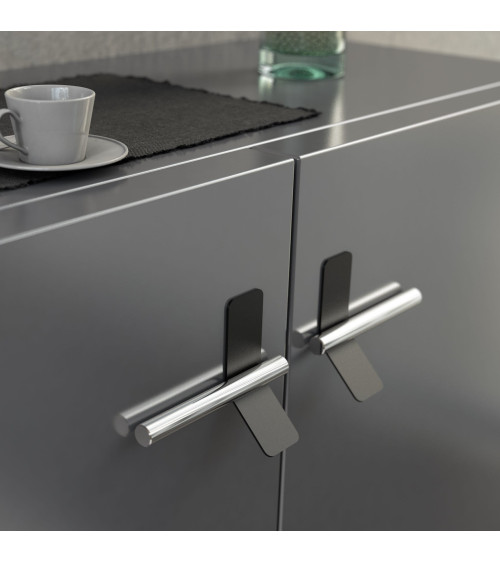Tirador de mueble negro mate/cromo brillante TORN-4 diseño