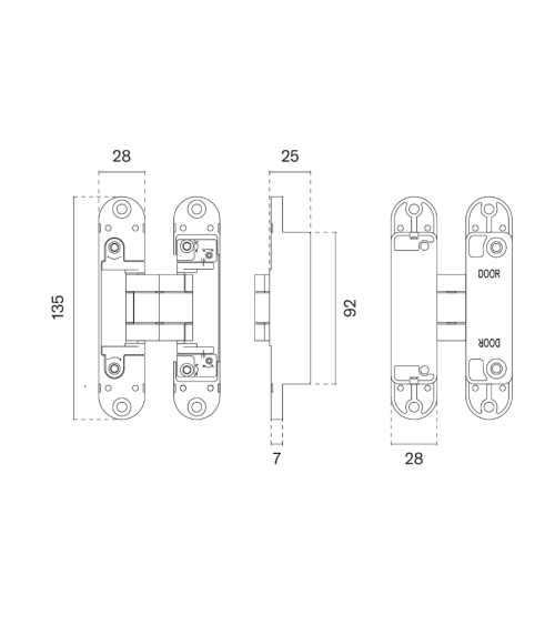 Bisagra 3D de color negro para una puerta invisible