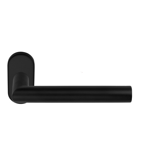 Tiradores de puerta Formani Basics LBII-19MN sobre roseta oval color negro