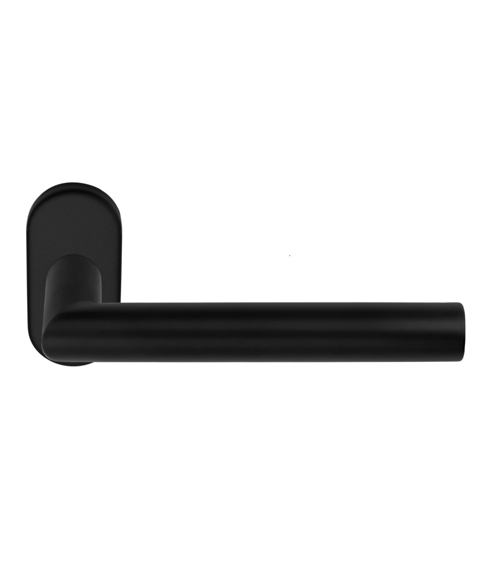 Tiradores de puerta Formani Basics LBII-19MN sobre roseta oval color negro