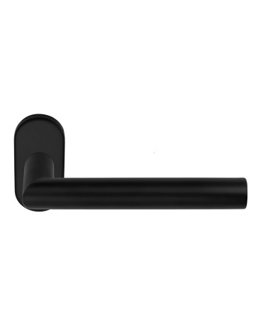 Tiradores de puerta Formani Basics LBII-19MN sobre roseta oval color negro