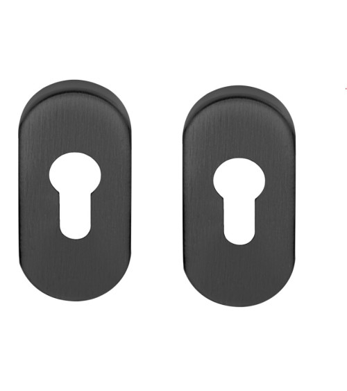 Roseta de puerta oval llave de bombín para Formani Basics negra