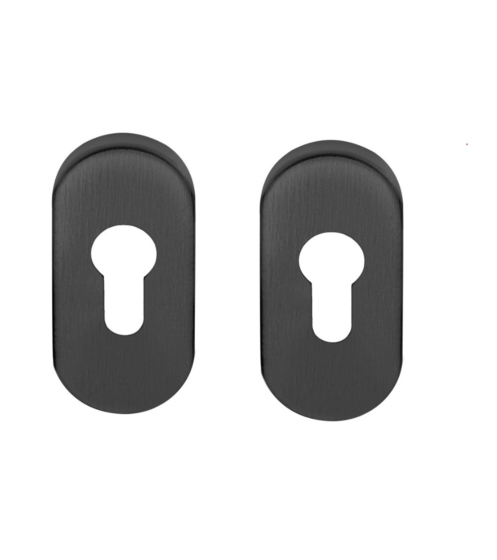 Roseta de puerta oval llave de bombín para Formani Basics negra