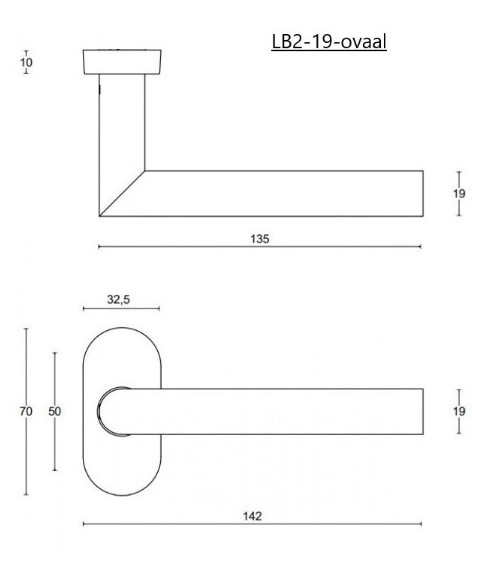 Tiradores de puerta Formani Basics LBII-19MN sobre roseta oval color negro