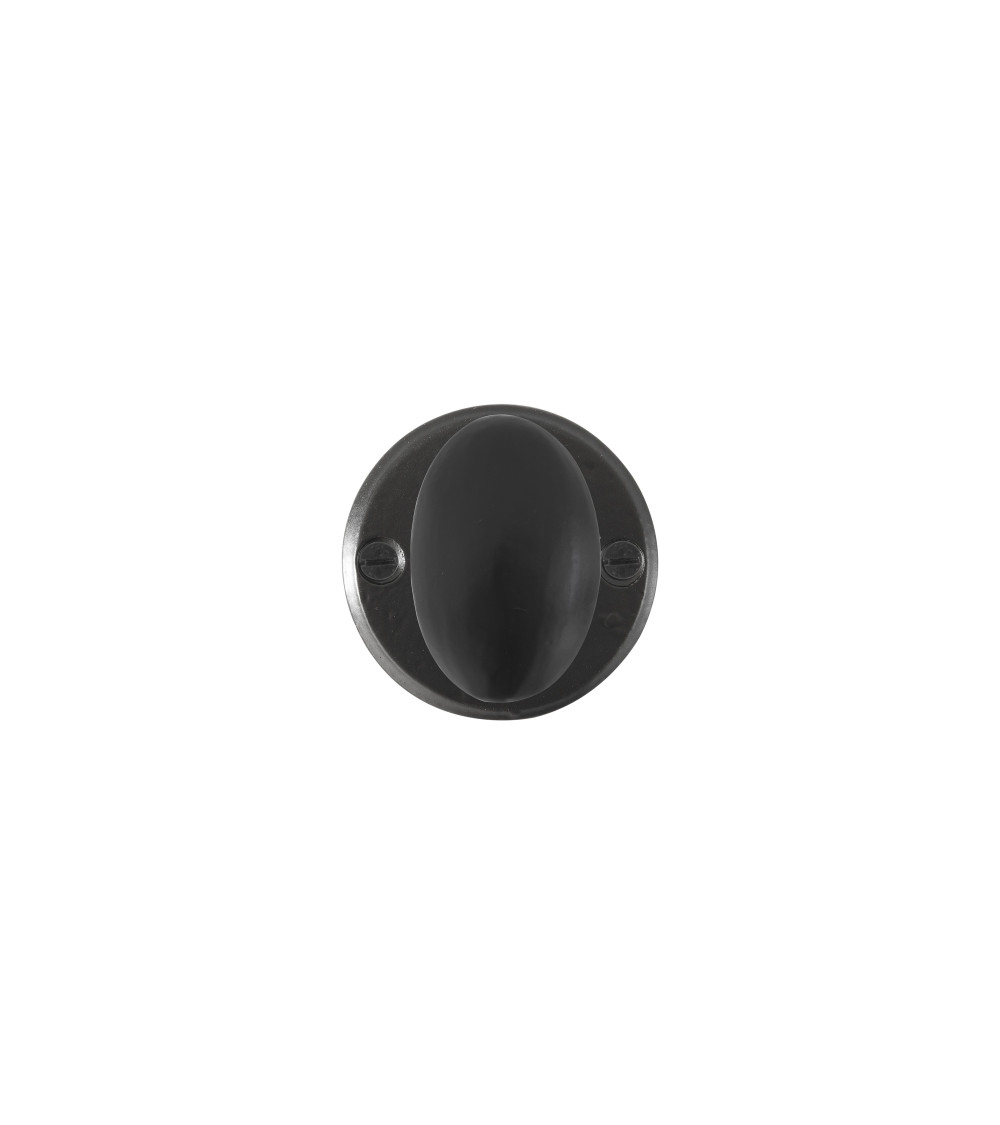 Botón de puerta negro de hierro 1018 - placa redonda - tirador de diseño