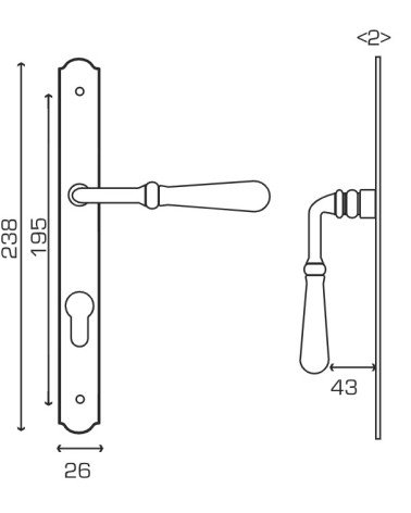 Dimensiones del tirador Beynac