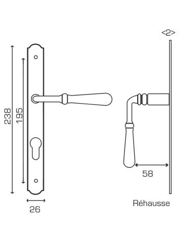 Dimensiones del tirador Beynac elevado