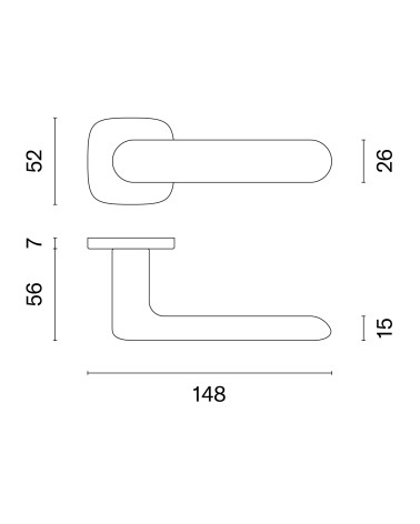 Palanca de puerta OLEA con dimensiones