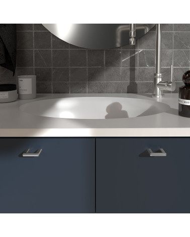 Tirador de mueble cromo pulido NOX tirador de diseño montado en un mueble de baño