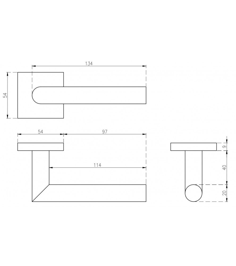 Manilla de puerta de acero inoxidable KVADRAT 1701 herraje de diseño