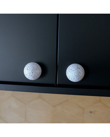Pomo de mueble de madera de haya Blanco y negro Mezcla