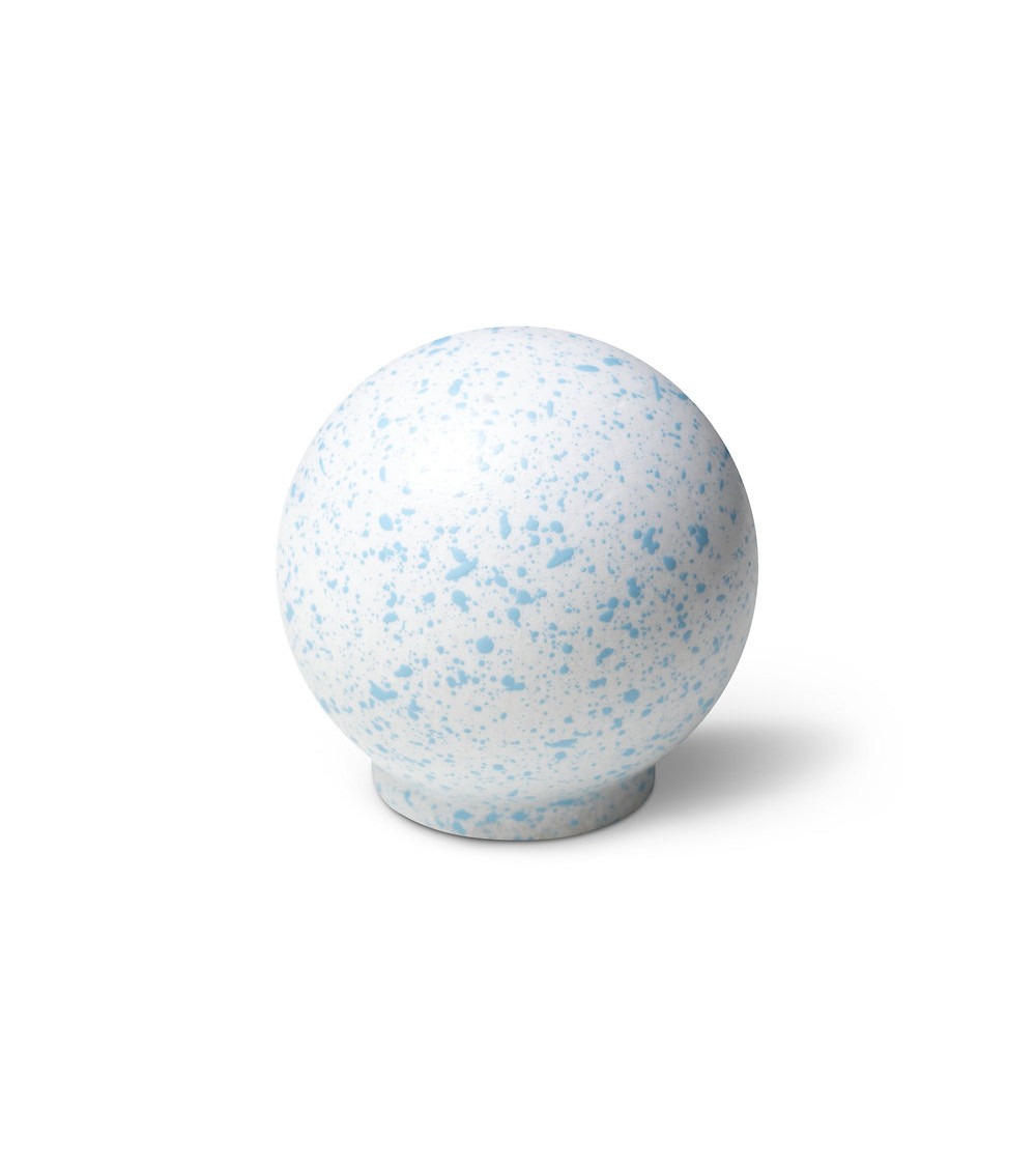Botón de mueble de madera de haya blanco y azul claro Mélange