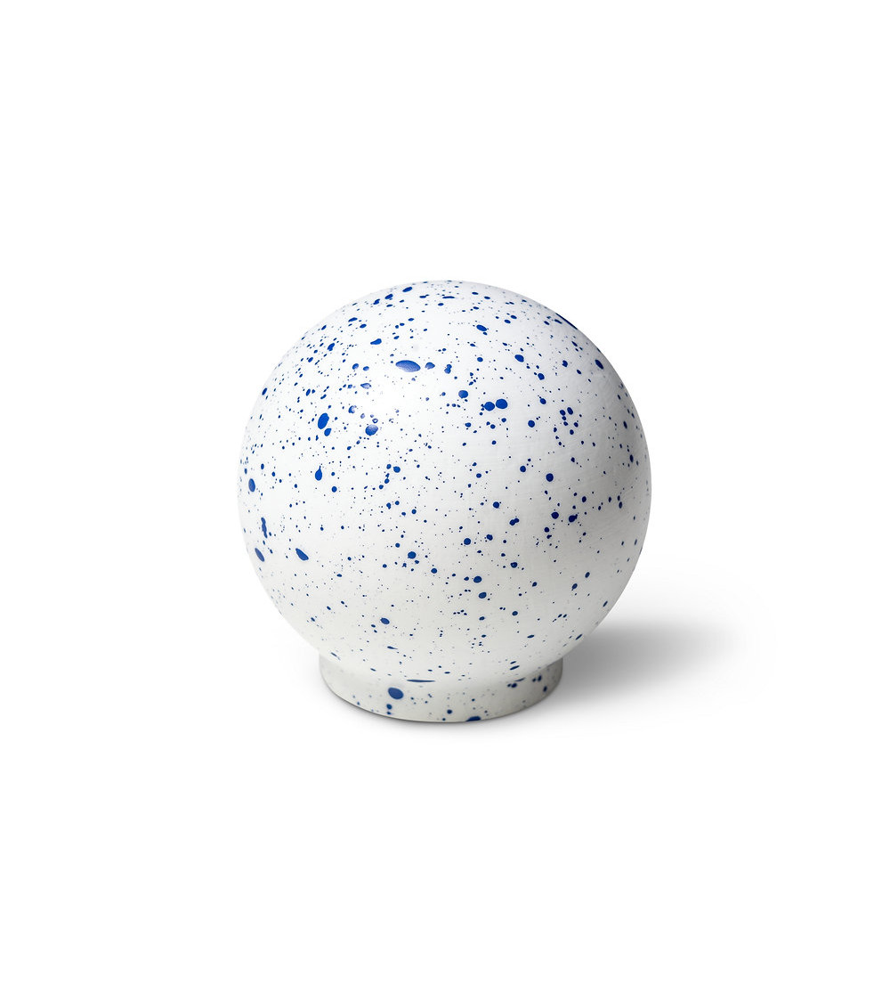Botón de mueble de madera de haya blanco y azul Mélange