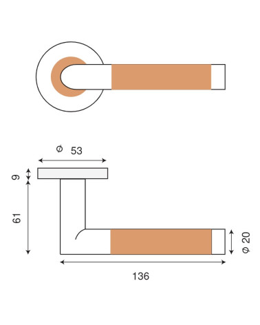 Tirador de puerta contemporánea LISTRAC – Madera e inox, roseta redonda