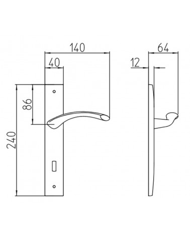Tirador de puerta placa longitudinal Mandelli Zoom con dimensiones