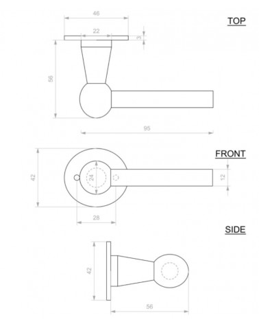 Palanca de puerta retro - industrial en hierro BECDF redonda - palanca de diseño