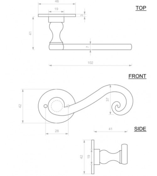 Manija de puerta retro - industrial de hierro 271 redonda - manija de diseño