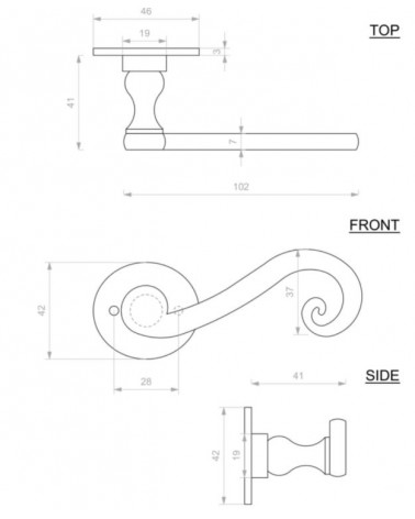 Tirador de puerta retro - industrial de hierro 271 redonda - tirador de diseño