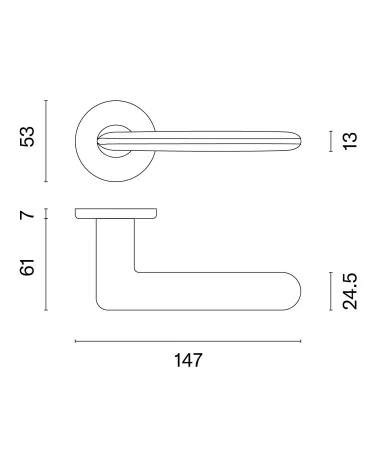 Tirador de puerta AVA con dimensiones