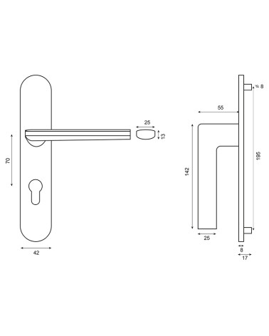 Dibujo Tirador de puerta Helm NS