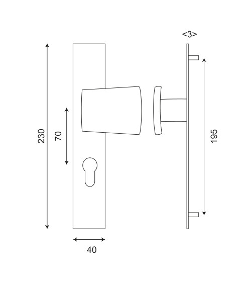 Tirador de rellano Thor inox cepillado mate Cilindro