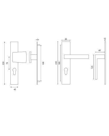 Dibujo conjunto de rellano Majestea/Thor placa rectangular