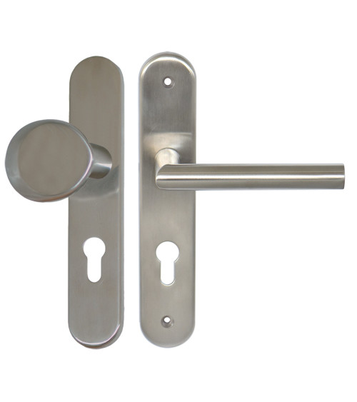 Conjunto de rellano Amande/Altesse sobre placas macizas de inox con cilindro