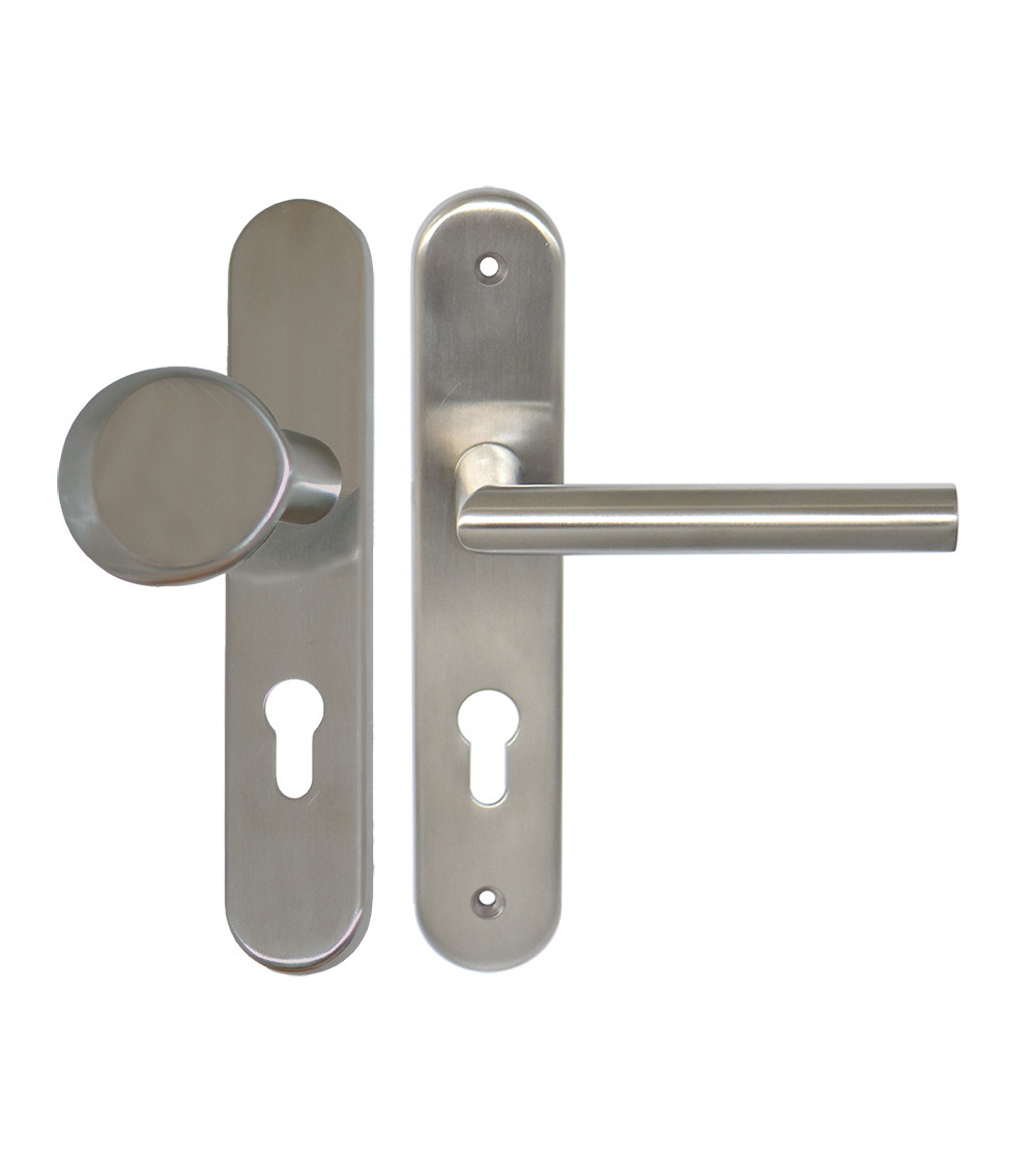 Conjunto de rellano Amande/Altesse sobre placas macizas de inox con cilindro