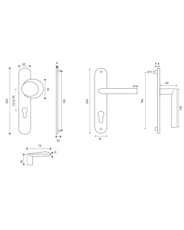 Dibujo de conjunto de rellano Amande/Altesse sobre placas macizas de inox