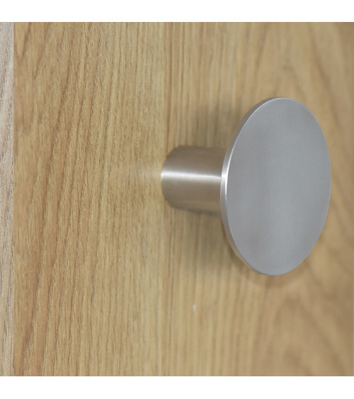 Perchero de pared disco fino de inox cepillado mate D.60mm