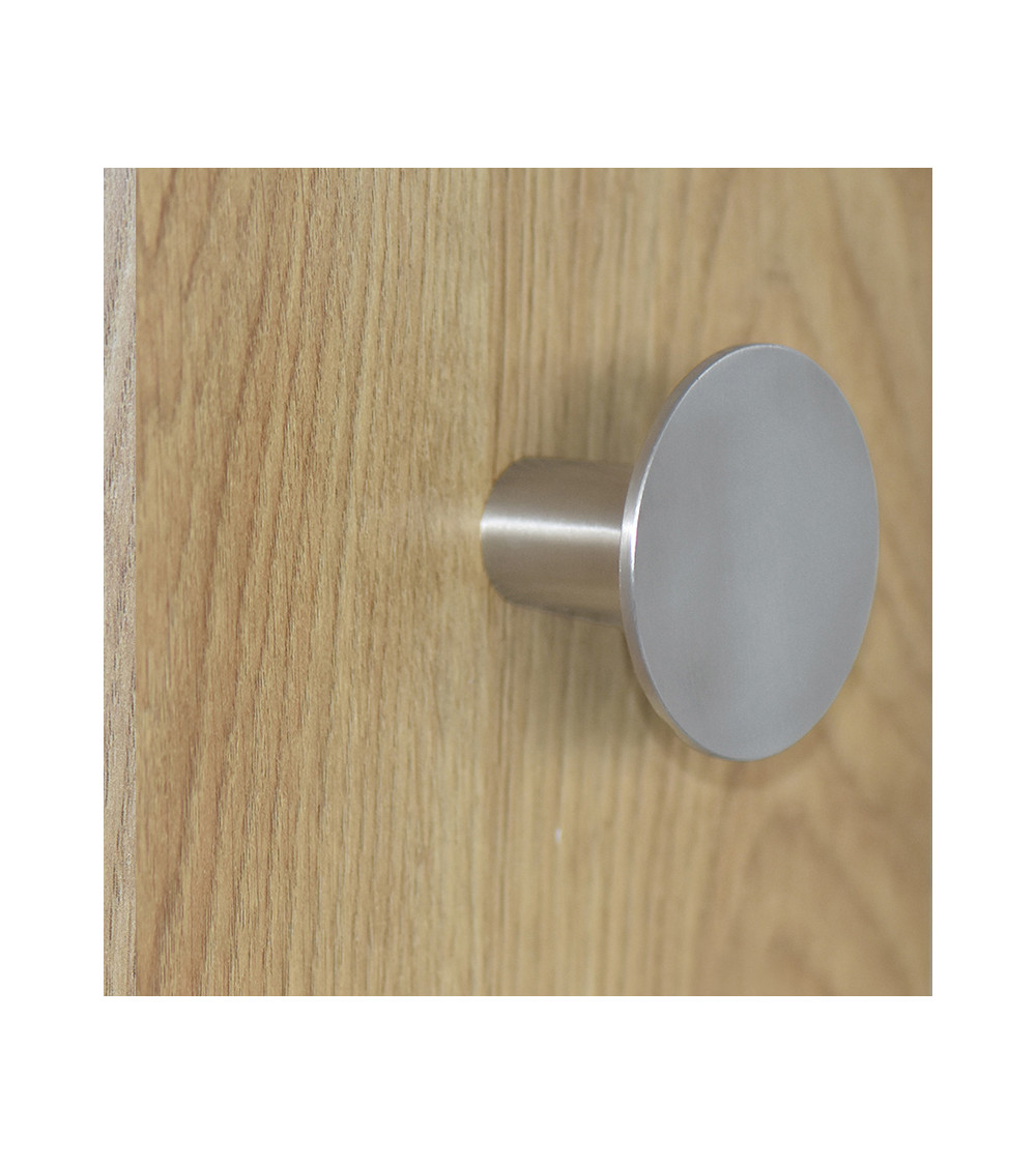 Perchero de pared disco fino de inox cepillado mate D.60mm