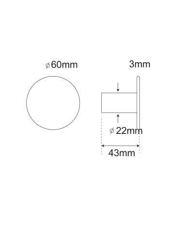 Dibujo de perchero disco fino de inox negro D.60