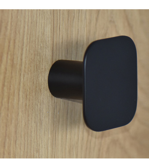 Percha de pared cuadrada fina inox Negro mate D.60
