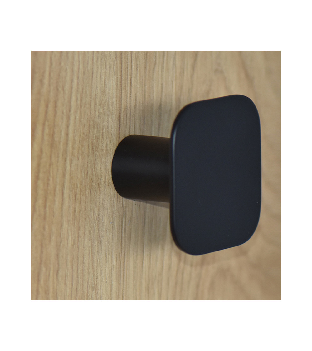 Percha de pared cuadrada fina inox Negro mate D.60