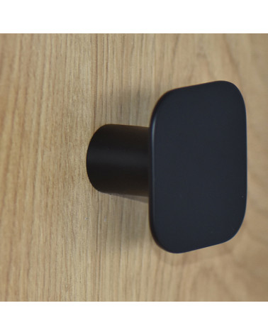 Percha de pared cuadrada fina inox Negro mate D.60