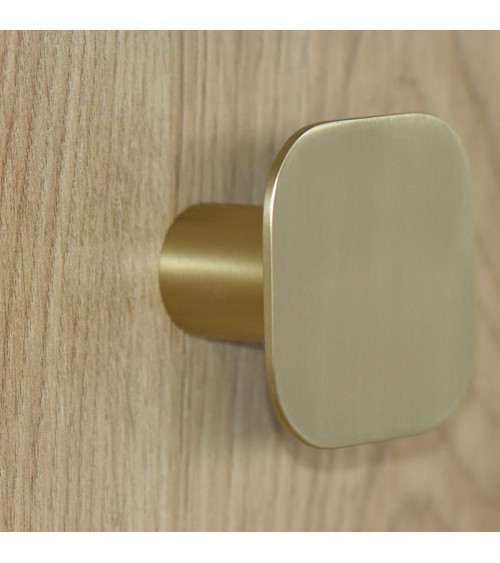 Percha de pared cuadrada fina inox Oro Satinado D.60