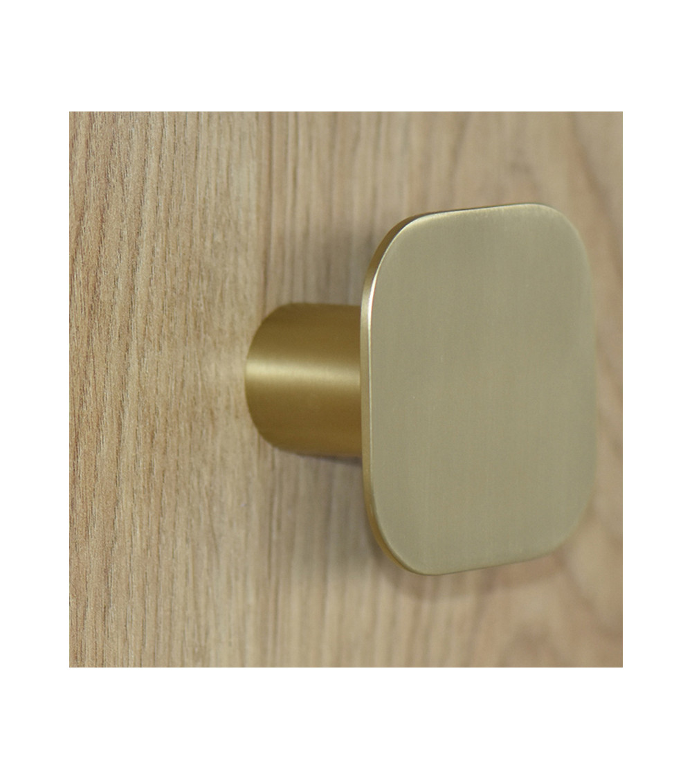 Percha de pared cuadrada fina inox Oro Satinado D.60