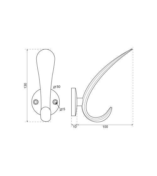 Percha de pared Curva bronce