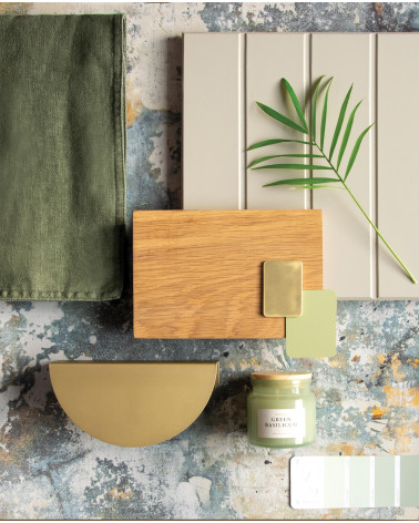 Tirador de mueble dorado mate ZORIA diseño con materiales decorativos