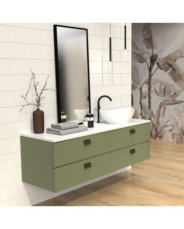 Tirador de mueble negro mate SEA diseño montado en un mueble suspendido